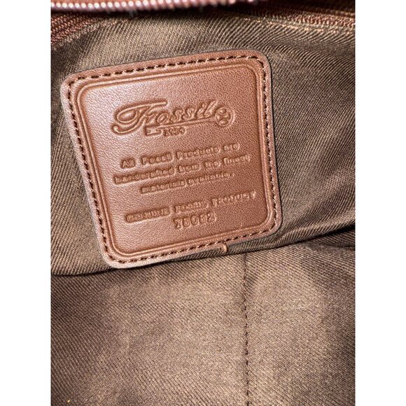 Fossil Caluso Top Zip Shoulder Bag With A Rust & Green Palm Leaf Print - Picture 11 of 14